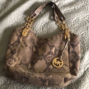 MICHAEL KORS snake print handbag.